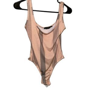 Prettylittlething Women's Pink and Grey Bodysuit